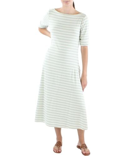 Lauren by Ralph Lauren Striped Mid Calf Shirtdress - White