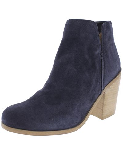 Kenneth Cole Kite Fly Leather Stacked Heel Ankle Boots - Blue