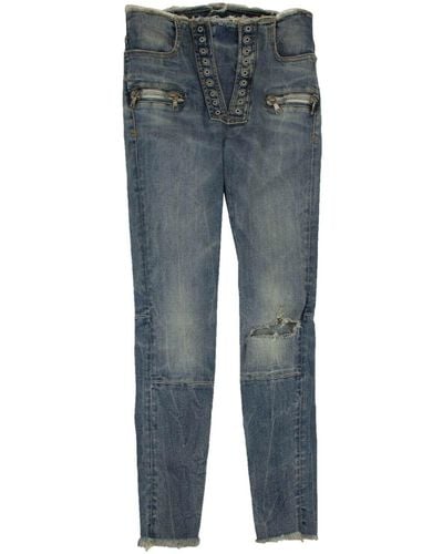 Unravel Project Lace-up Skinny Jeans - Denim - Gray