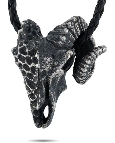 King Baby Studio Ram Skull Pendant Necklace - Black