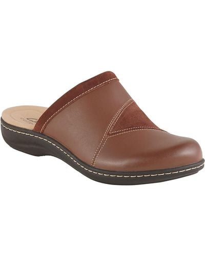 Clarks Laurieann Kyla Leather Slip On Mules - Brown