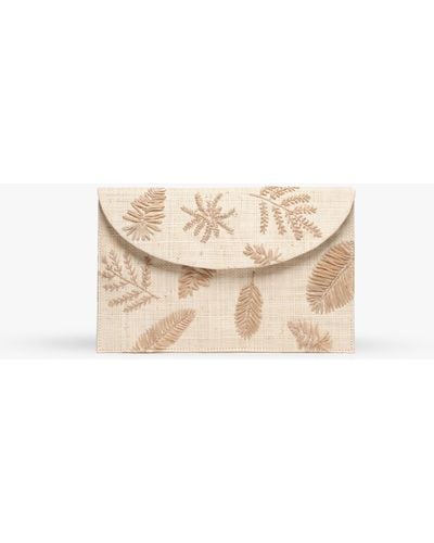 Kayu Sadie Embroidered Straw Envelope Clutch Bag - Natural