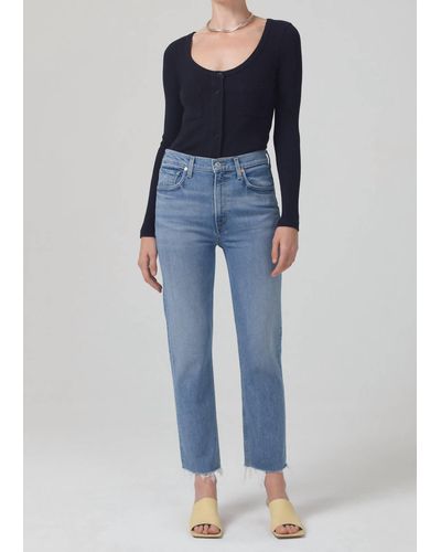 Citizens of Humanity Daphne Crop High Rise Stovepipe Jeans - Blue