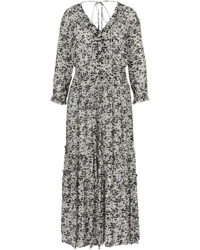 BOSS Maxi Dress With Seasonal Print And V-neckline - Gray