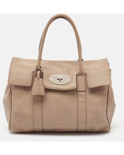 Mulberry Leather Bayswater Satchel - Natural