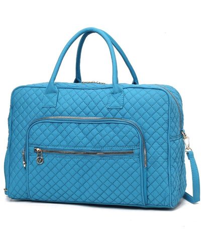 MKF Collection by Mia K Jayla Solid Quilted Cotton Duffle Bag By Mia K - Blue