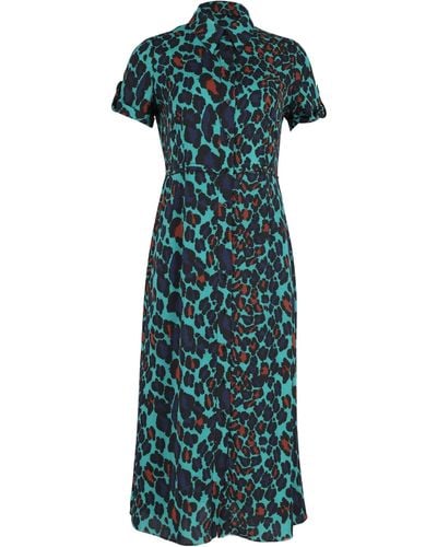 Diane von Furstenberg Georgia Leopard-print Shirt Dress - Green