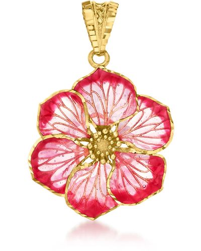 Ross-Simons Italian Pink Enamel Flower Pendant