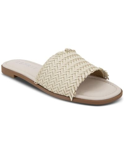 Esprit Summer Woven Peep-toe Slide Sandals - White