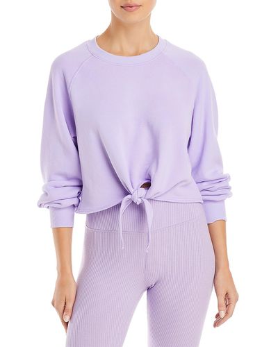 Year Of Ours Front Tie Ribbed Trim Sweatshirt - Purple