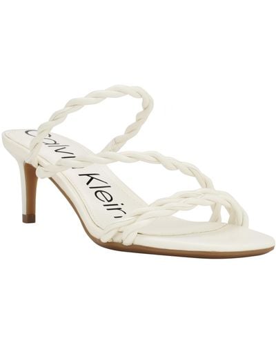 Calvin Klein Ileyia Faux Leather Kitten Slide Sandals - White