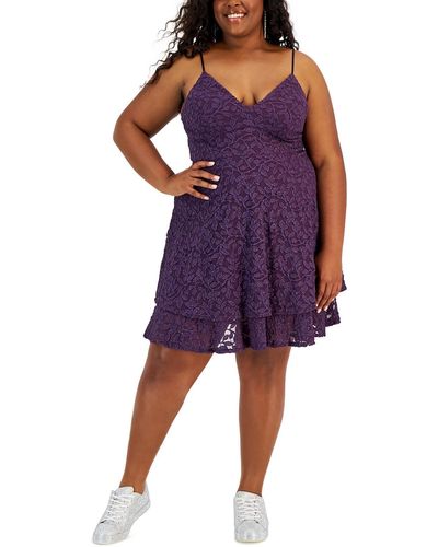 Emerald Sundae Lace Knee Length Cocktail And Party Dress - Purple