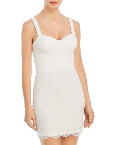 Aqua Lace Short Mini Dress - White