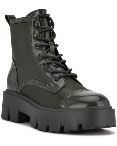 Nine West Obri 2 Faux Leather Ankle Combat & Lace-up Boots - Black