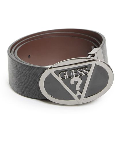 Guess Factory Reversible Oval Logo Plaque Belt - White