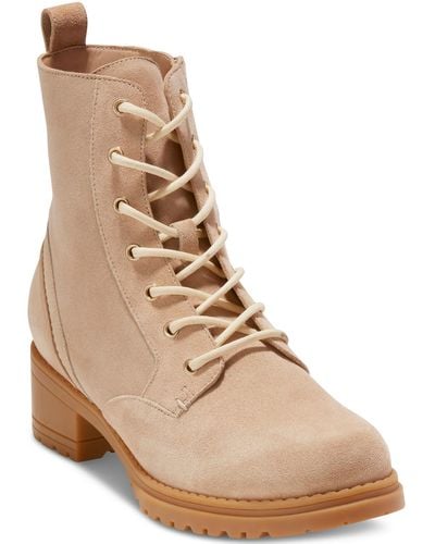 Cole Haan Camea Faux Leather Zipper Combat & Lace-up Boots - Natural