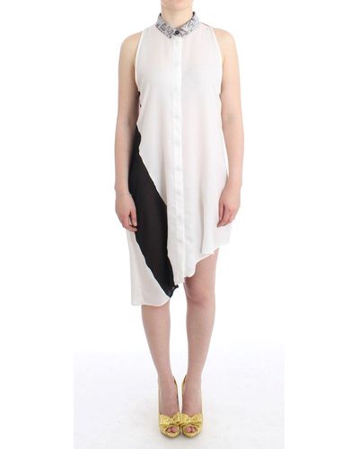 CoSTUME NATIONAL White Shirt Assymetric Hem Dress - Black