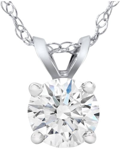 Pompeii3 Certified .50ct Solitaire Diamond Pendant 14k White Gold Necklace (h/si1)