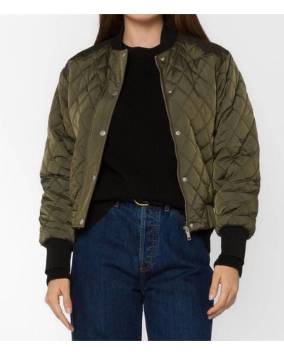 Velvet Heart Quilted Bomber Jacket - Green