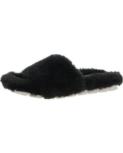 Urban Sport Faux Fur Flat Slide Slippers - Black