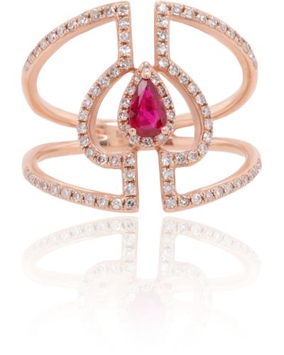 Diana M. Jewels 14ktr Gold Ring Scd0.34 Rb 0.21 3.39gm 93st - Red