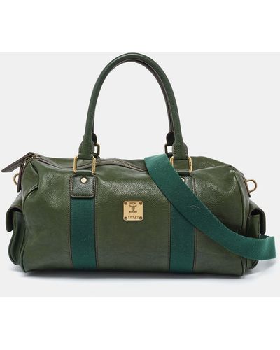 MCM Leather Double Pocket Bag - Green