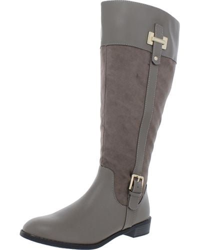 Karen Scott Leather Zipper Knee-high Boots - Gray