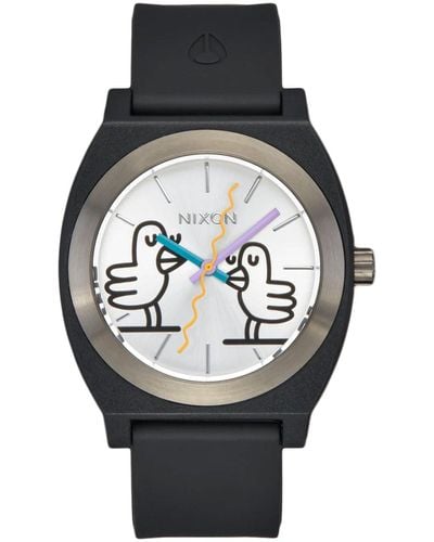 Nixon Time Teller Silver Dial Watch - Black