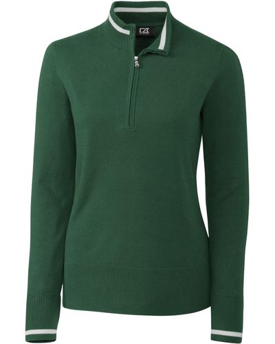 Cutter & Buck Lakemont Tipped Half-zip Sweater - Green