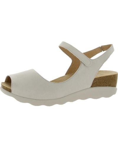 Dansko Marcy Leather Peep-toe Wedge Sandals - White