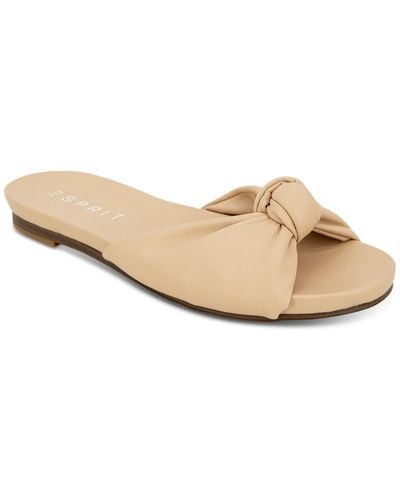 Esprit Tyla Faux Leather Footbed Slide Sandals - Natural