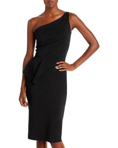 Chiara Boni Zulema Sugar Knit One Shoulder Sheath Dress - Black