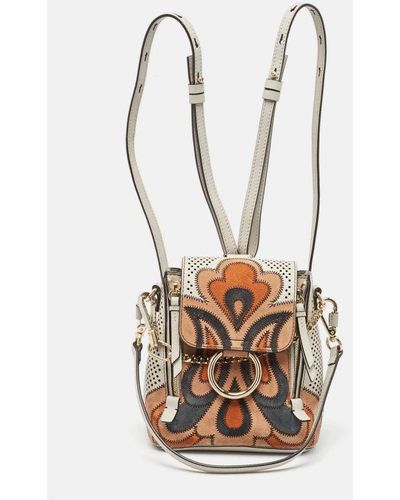 Chloé Grey/color Leather And Suede Mini Faye Day Backpack - Multicolor