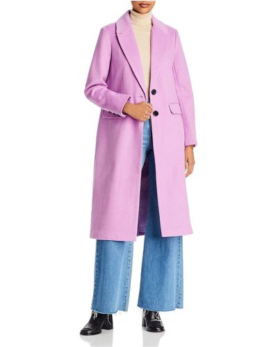 Aqua Wool Blend Button Walker Coat - Pink