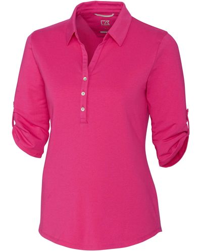 Cutter & Buck Ladies' Elbow-sleeve Thrive Polo Shirt - Pink