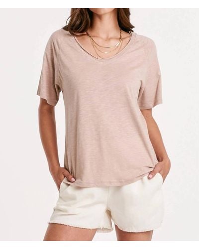 Another Love Taylor Relaxed V-neck Slubbed Basic Tee - Natural