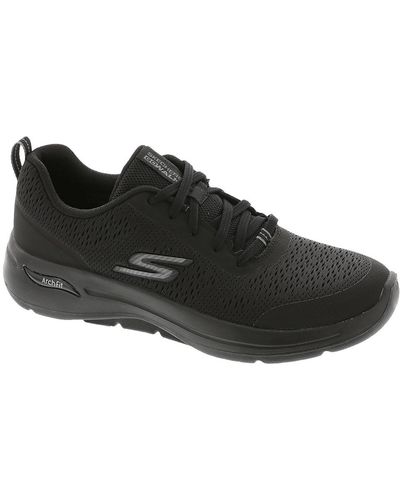 Skechers Go Walk Arch Fit Knit Lace Up Casual And Fashion Sneakers - Black