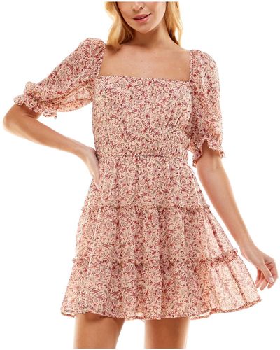 Trixxi Juniors Floral Short Mini Dress - Pink