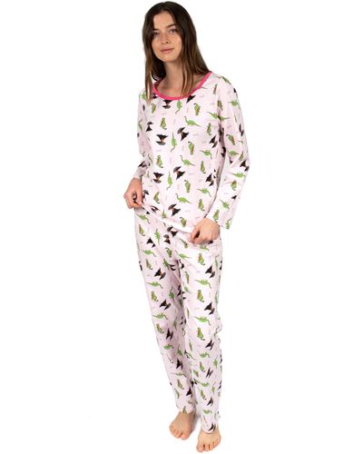 Leveret Two Piece Cotton Loose Fit Pajamas Dinosaur - Multicolor