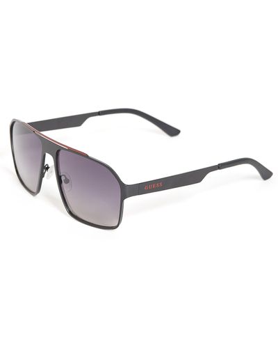 Guess Factory Flat Aviator Metal Sunglasses - Black