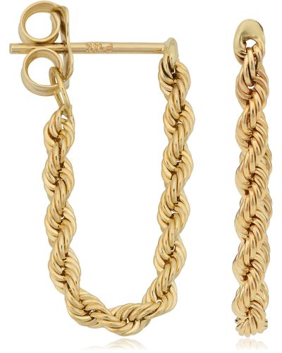 Fremada 14k Yellow Gold Rope Chain Earrings - Metallic