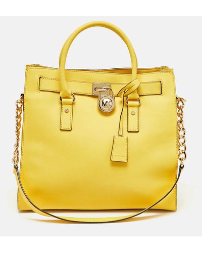 MICHAEL Michael Kors Leather Large Hamilton North South Tote - Yellow