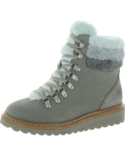 Splendid Evita Suede Faux Fur Hiking Boots - Gray