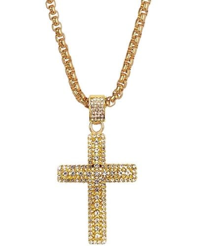 Stephen Oliver 18k Gold Embellished Cz Cross Necklace - Metallic