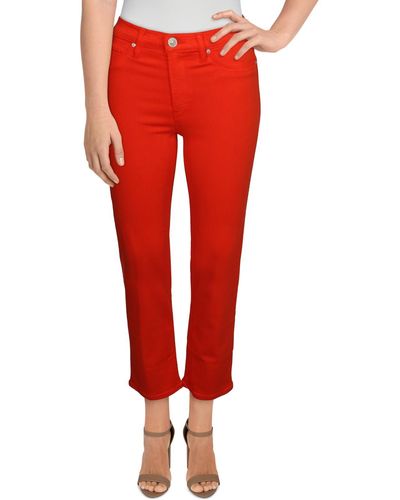 Hudson Jeans Mid-rise Straight Leg Colo Skinny Jeans - Red