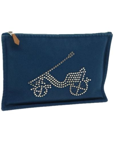 Hermès Canvas Clutch Bag (pre-owned) - Blue