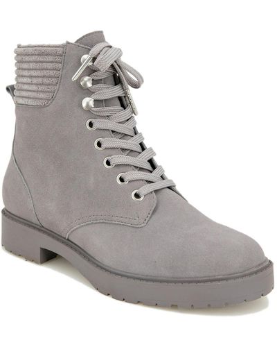 Splendid Sadie Suede Almond Toe Combat & Lace-up Boots - Gray