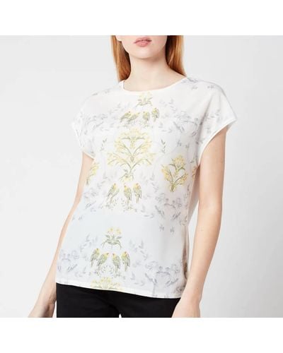 Ted Baker Sonjja Papyrus Printed Woven Front T-shirt - White