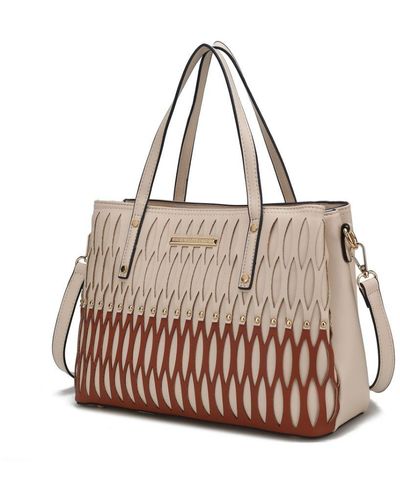 MKF Collection by Mia K Quinn Triple Compartment Color Block Tote Bag - Natural