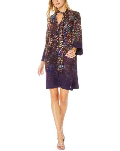 Robert Graham Brenna Silk-blend Mini Dress - Purple